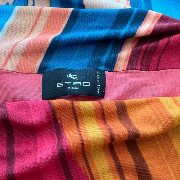 ETRO RED MULTI VISCOSE SHORT SLEEVE DRESS SIZE IT 42 / US 6 - Picture 16 of 17